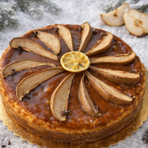 Hruškový cheesecake s karamelem a pečenými hruškami